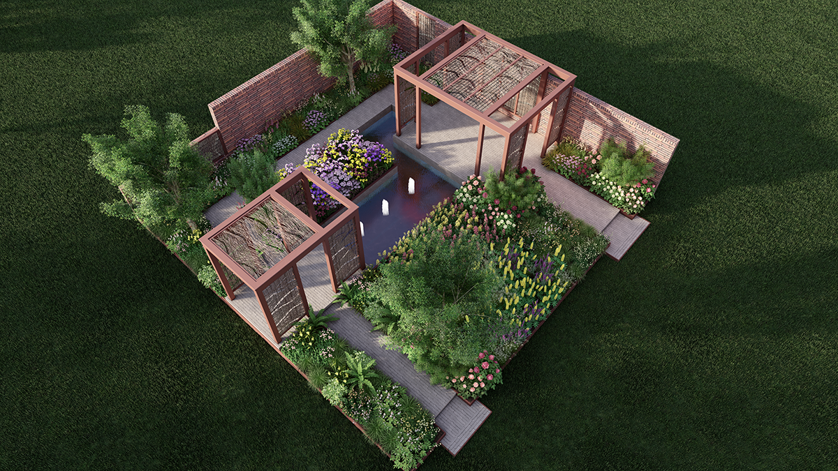 chelsea flower show the stitcher's garden 3D render